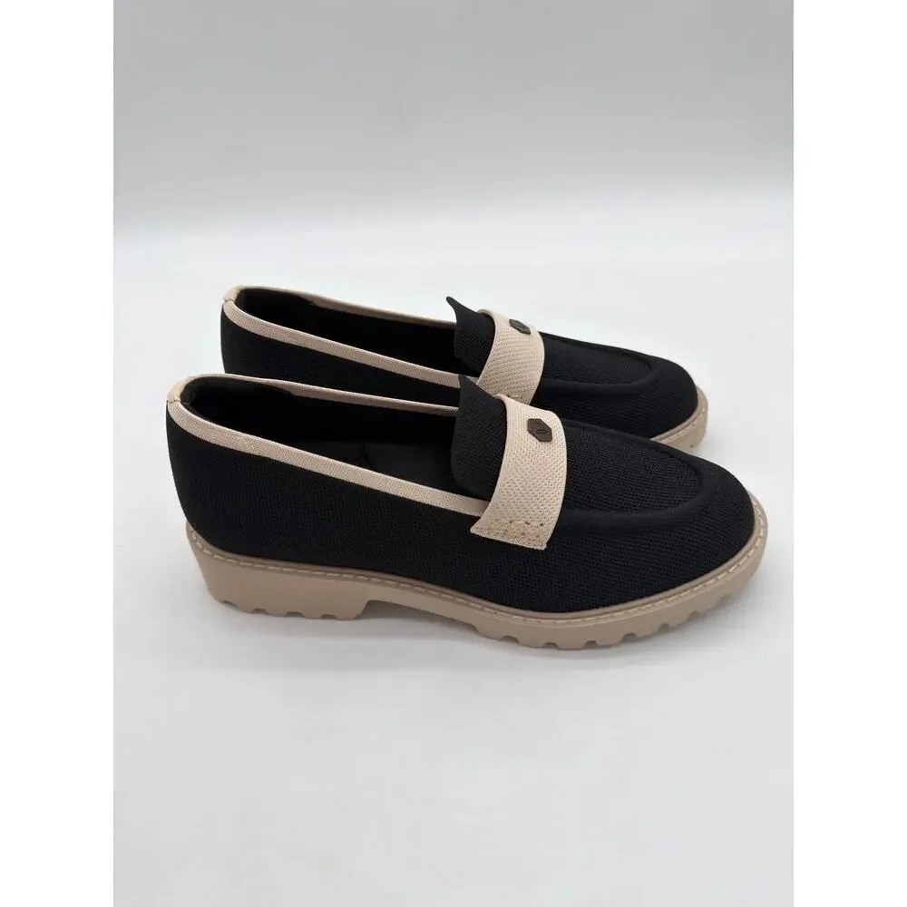 Vivaia Francesca Platform Chunky Penny Minimalist Black Cream Ivory Loafer 9